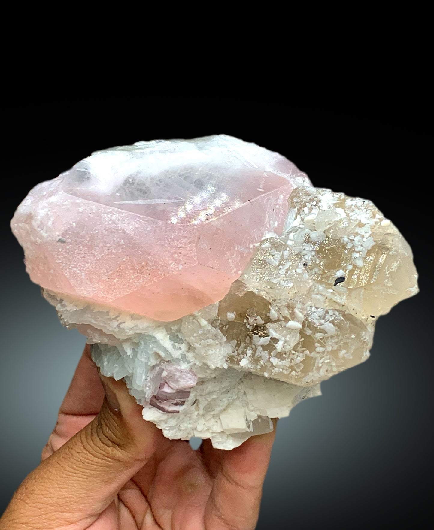 AquaMorganite with Smoky Quartz, Cleavelandite Albite and Feldspar, Bicolor Beryl, AquaMorganite from Afghanistan - 703 gram
