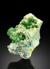 Lush Green Demantoid Garnet Cluster on Matrix, Demantoid Garnet Crystals Specimen - 278 gram