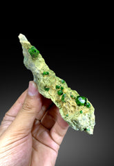 Lush Green Demantoid Garnet Crystals on Matrix, Demantoid Garnet Crystals Specimen - 86 gram
