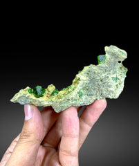 Lush Green Demantoid Garnet Crystals on Matrix, Demantoid Garnet Crystals Specimen - 86 gram