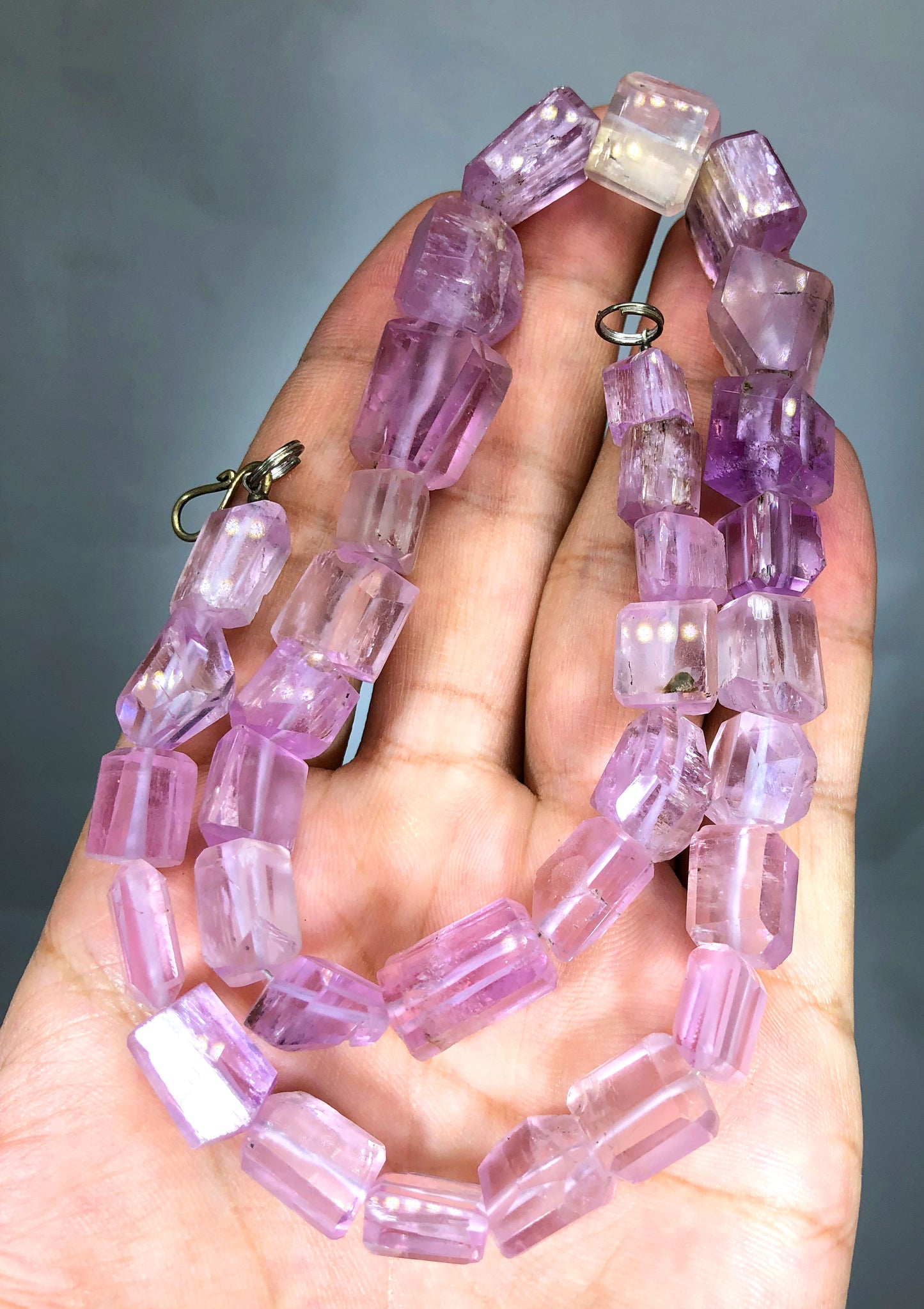 Pink Kunztite Necklace, Kunzite Beads, Kunzite Jewelry, Polished Kunzite, Kunzite Beads necklace