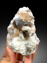 Rich Golden Color Topaz Crystals with Smoky Quartz and White Albite from Skardu Pakistan - 347 gram