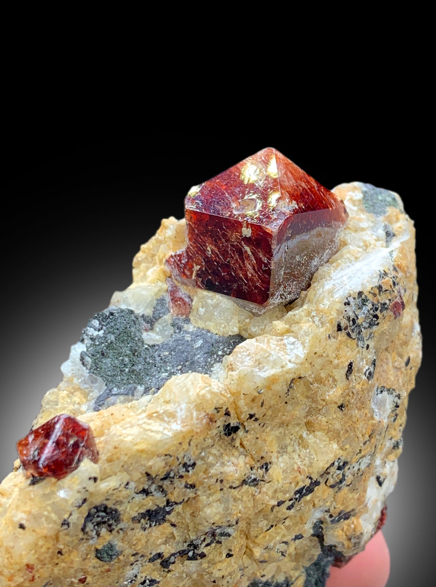 Natural Red Color Zircon Crystals on Matrix from Skardu Pakistan - 245 gram