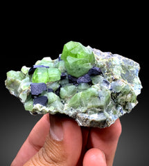 Lush Green Peridot Crystals with Magnetite, Peridot Specimen - 140 gram