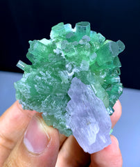 Green Tourmaline Cluster on Kunzite from Afghanistan - 52 gram