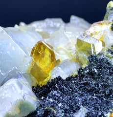 Yellow Titanite Sphene Crystals on Calcite from Zagi Mountains Pakistan - 464 gram