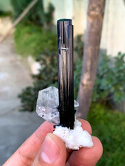 Schorl Black Tourmaline with Aquamarine and Feden Quartz from Pakistan - 27 grams