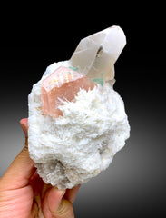 Peach Pink Color Morganite with Green Tourmalines, Quartz and Cleavelandite Albite, Morganite Specimen from Dara-i-Pech Afghanistan - 1065 g