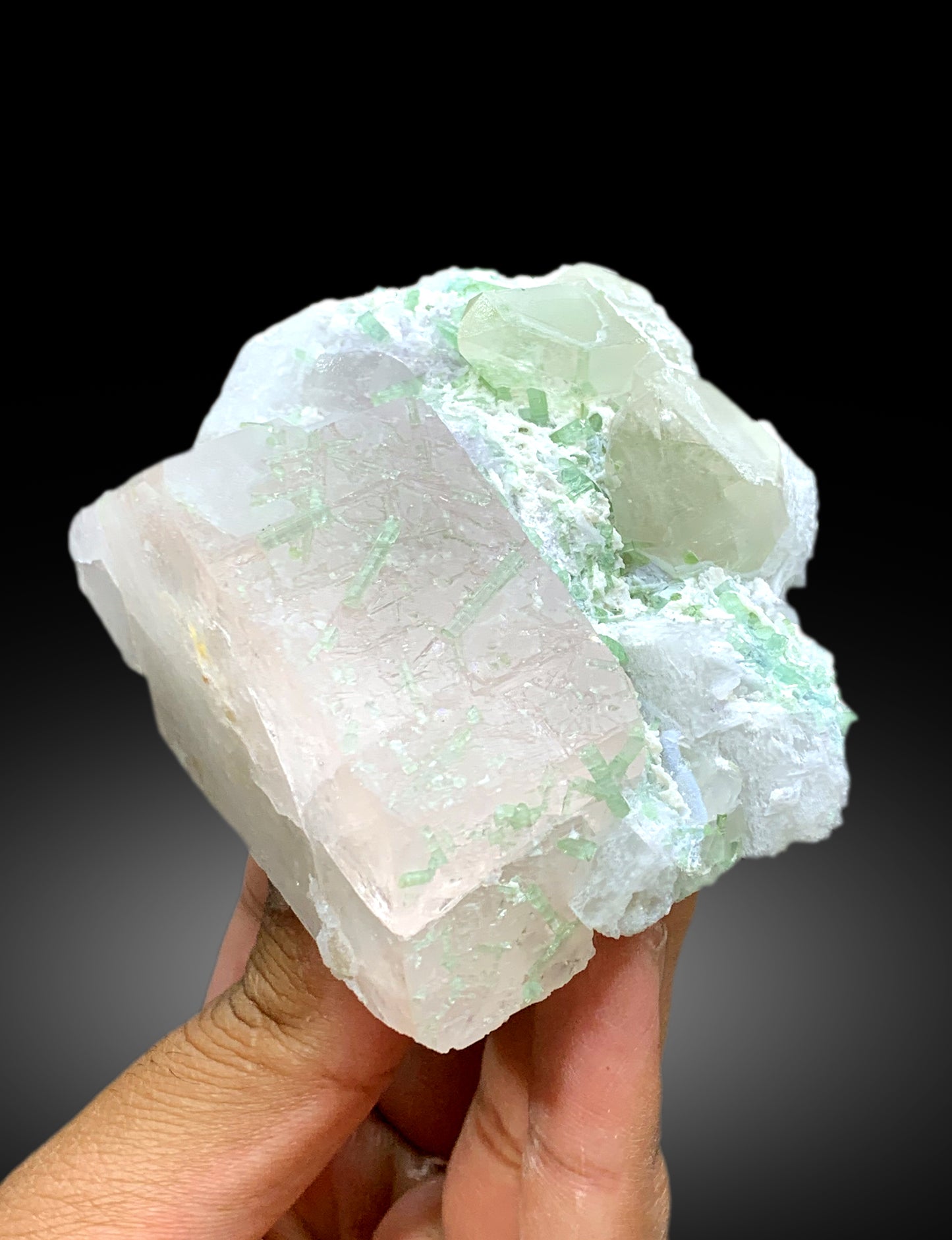 Pink Color Morganite with Green Tourmalines, Quartz and Albite, Morganite Specimen from Dara-i-Pech Afghanistan - 337 gram