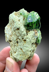 Lush Green Demantoid Garnet Crystals on Matrix, Garnet Specimen, Fine Mineral, Demantoid Garnet Stone - 138 gram