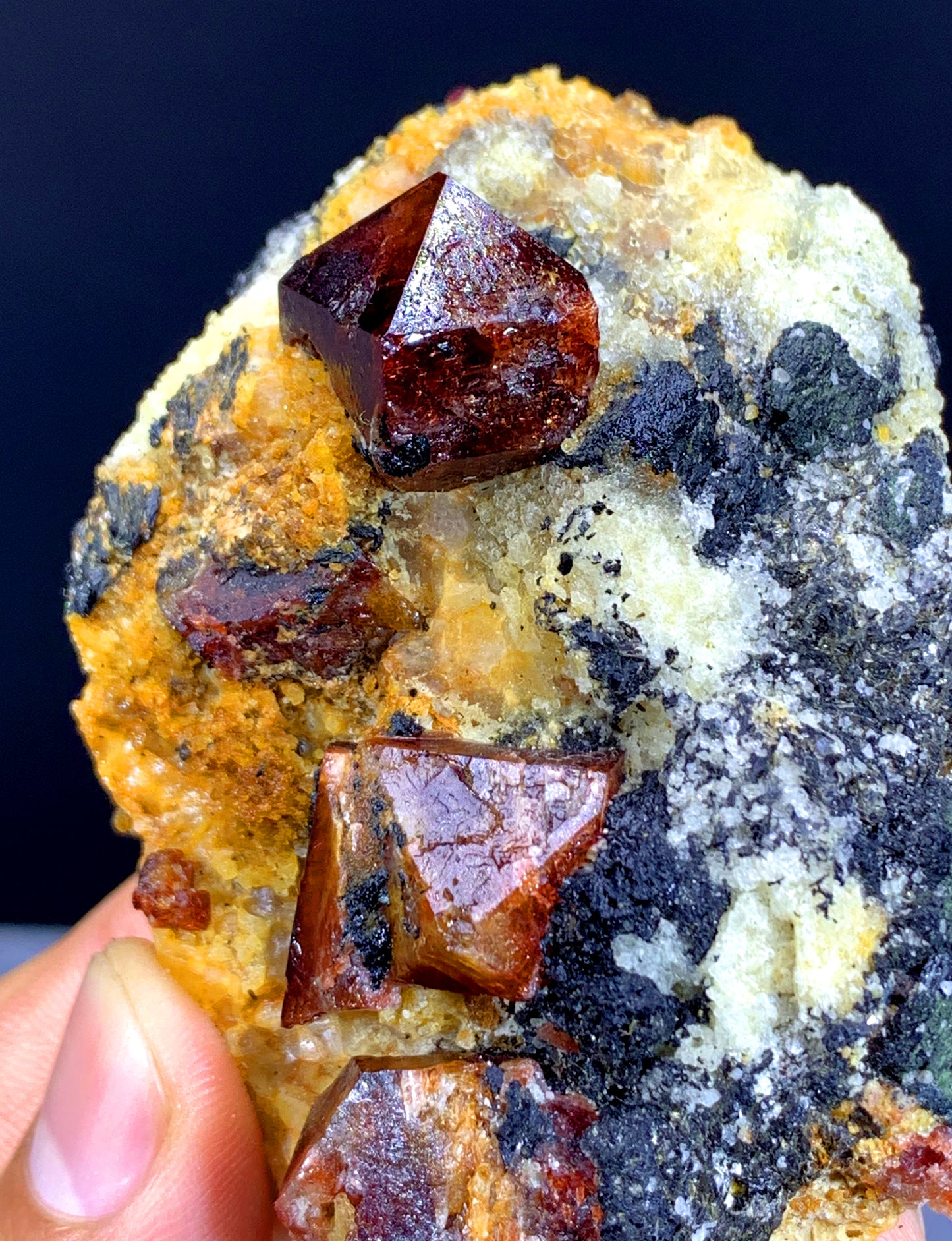 Red Zircon Crystals on Matrix from Skardu Pakistan - 192 gram