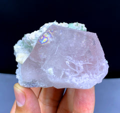 Pink Morganite with Green Tourmalines on Albite from Afghanistan - 134 gram