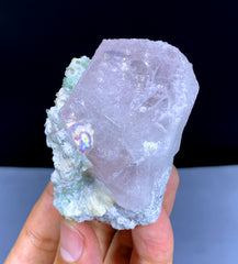 Pink Morganite with Green Tourmalines on Albite from Afghanistan - 134 gram