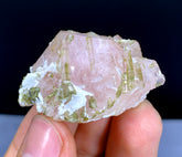 Pink Morganite on Green Tourmalines from Afghanistan - 28 gram