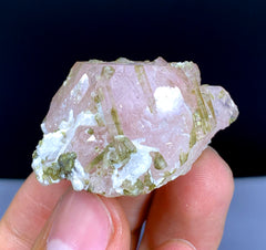 Pink Morganite on Green Tourmalines from Afghanistan - 28 gram