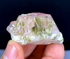 Pink Morganite on Green Tourmalines from Afghanistan - 28 gram