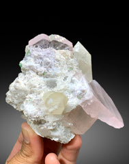 Pink Morganite Crystals with Quartz, Green Tourmalines and Lepidolite, Morganite Specimen, Fine Mineral - 625 gram