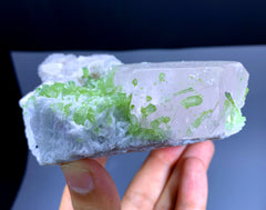Pink Morganite with Green Tourmalines on Albite from Afghanistan - 481 gram