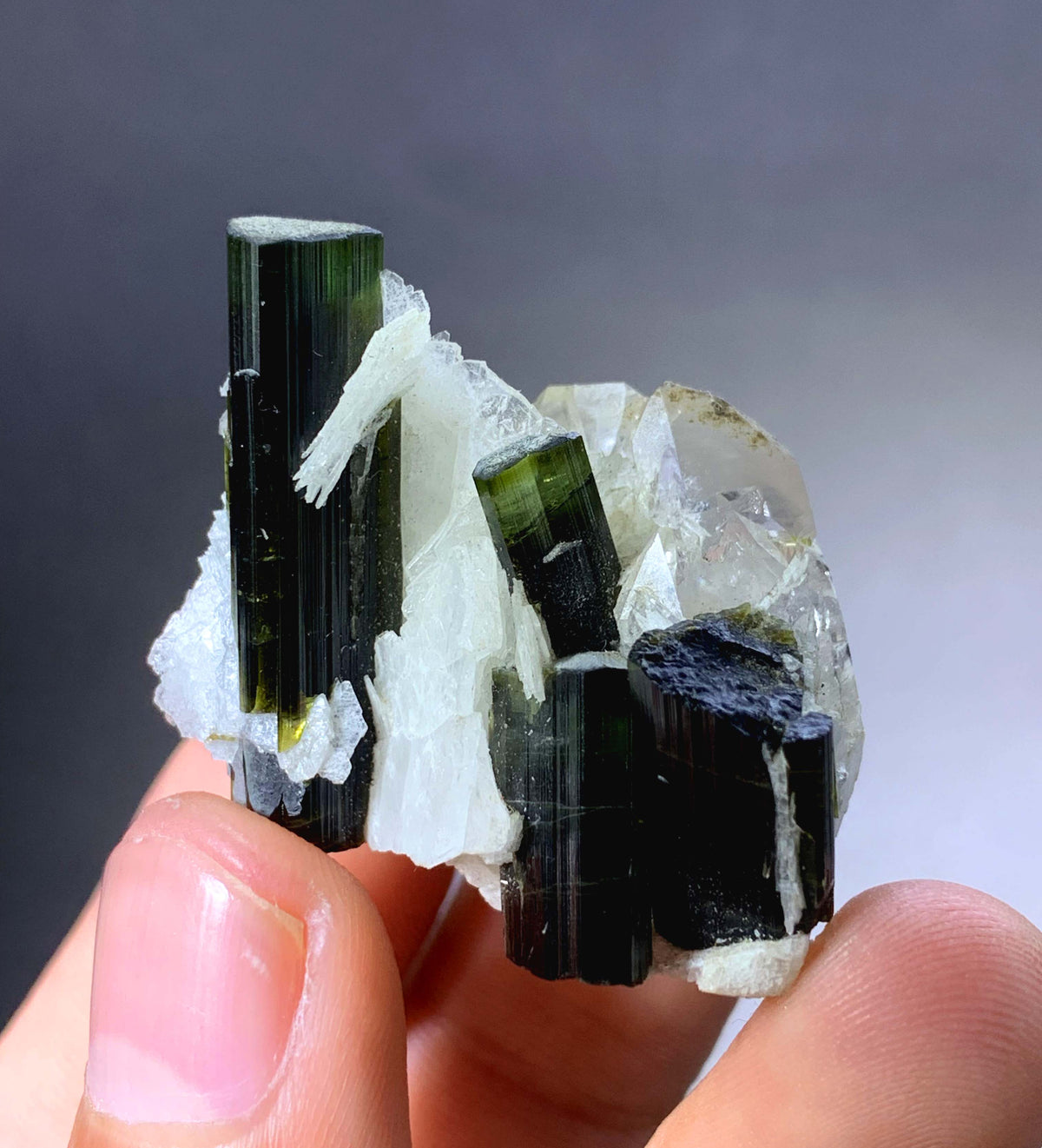 Green Cap Tourmaline Crystal With Albite And Quartz From Afghanistan - 21 Grams
