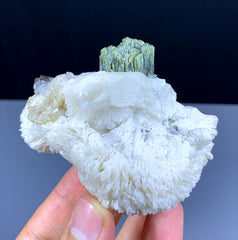 Green Tourmaline with Quartz on Cleavelandite Albite from Pakistan - 150 gram