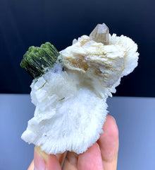 Green Tourmaline with Quartz on Cleavelandite Albite from Pakistan - 150 gram