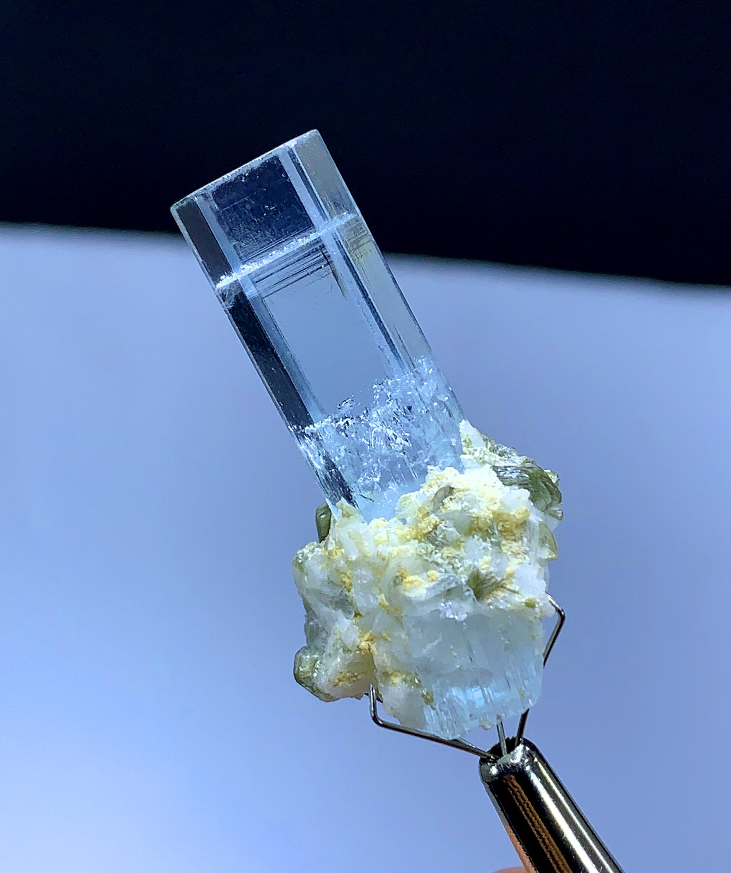 Transparent Blue Aquamarine on Albite from Shigar valley Pakistan - 10 grams