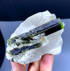 Green Cap Tourmaline Crystals on Quartz from Pakistan - 203 gram