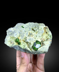 Green Demantoid Garnet Crystals on Matrix, Natural Demantoid Specimen - 653 gram
