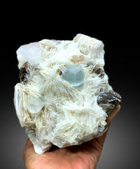 Sky Blue Aquamarine with Morganite, Smoky Quartz and White Albite, Fine Mineral, Aquamarine Specimen - 3200 gram