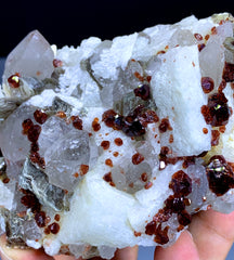 Red Garnet Cluster with Quartz and Mica Specimen from Pakistan - 333 gram