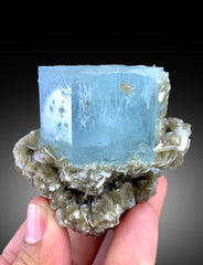 Natural Blue Color Aquamarine Crystals with Star Mica, Aquamarine Specimen, Aquamarine from Chumar Bakhoor Mine Gilgit Pakistan - 161 gram