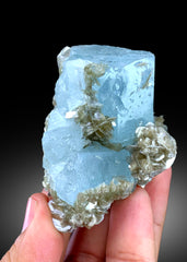 Natural Blue Color Aquamarine Crystals with Star Mica, Aquamarine Specimen, Aquamarine from Chumar Bakhoor Mine Gilgit Pakistan - 161 gram