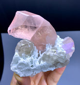 Pink Morganite with Kunzite on Quartz from Afghanistan - 220 grams