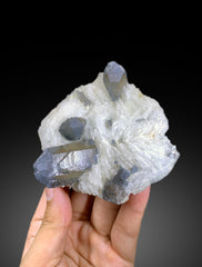 Blue Quartz Crystals on Cleavelandite Albite from Afghanistan - 328 gram