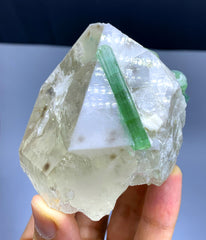 Natural Green Color Tourmaline Crystals on Quartz from Afghanistan - 337 gram