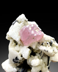 Natural Pink Color Apatite with Black Tourmalines and Feldspar from Skardu Pakistan - 92 gram