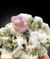 Natural Pink Color Apatite with Black Tourmalines and Feldspar from Skardu Pakistan - 92 gram