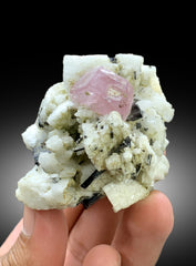 Natural Pink Color Apatite with Black Tourmalines and Feldspar from Skardu Pakistan - 92 gram