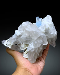 Sky Blue Ring Aquamarine Crystal on Quartz from Shigar valley Skardu Pakistan - 2167 gram