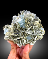 Natural Sky Blue Color Aquamarine Crystals with Muscovite Mica, Aquamarine Specimen, Aquamarine from Nagar Mine Skardu Pakistan - 1180 gram