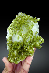Green Tourmaline Crystals on Pollucite from Pakistan, 602 gram
