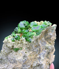 Lush Green Demantoid Garnet Crystals on Matrix, Garnet Stone, Fine Mineral, Demantoid Garnet Specimen - 185 gram