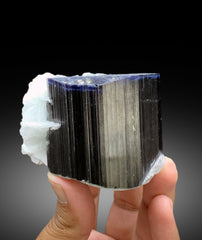 Blue Cap Tourmaline Crystal with Cleavelandite Albite, Paprok Tourmaline, Tourmaline Specimen, Fine Mineral - 428 gram