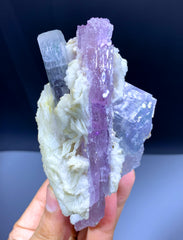 Pink Kunzite with Blue Apatites on Cleavelandite Albite from Afghanistan - 330 grams