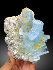 Sky Blue Aquamarine Crystals with Muscovite Mica from Chumar Bakhoor Gilgit Pakistan - 978 gm