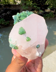 Pink Morganite with Green Tourmalines from Afghanistan - 227 gram