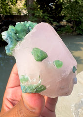 Pink Morganite with Green Tourmalines from Afghanistan - 227 gram