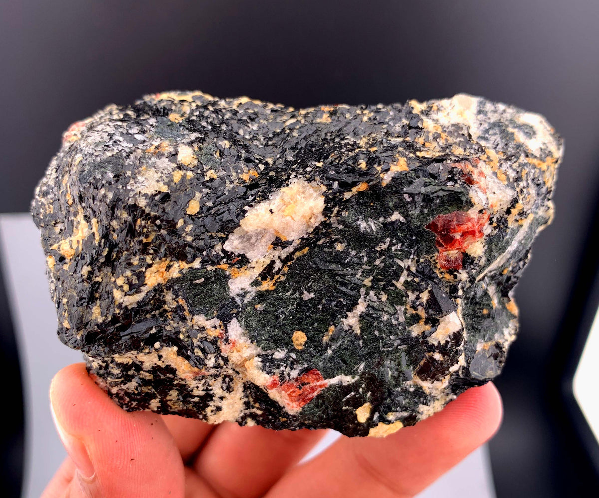 Red Zircon Crystals On Matrix From Pakistan- 248 Grams