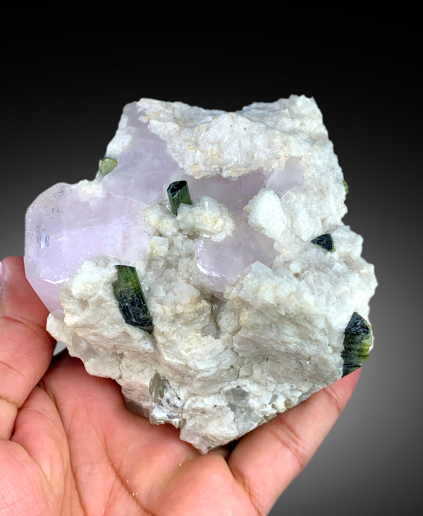 Natural Pink Color Morganite with Green Tourmalines and Albite, Morganite Specimen, Raw Mineral, Morganite from Skardu Pakistan - 588 gram