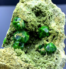 Lush Green Demantoid Garnet Crystals on Matrix - 133 gram